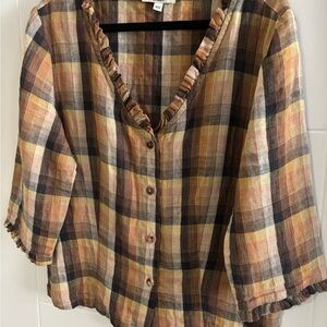 Monica Turtle Philadelphia Plaid Linen Top